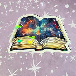 😍 10/$10 😍 Galaxy Book Holographic Bookish Waterproof Sparkle Sticker